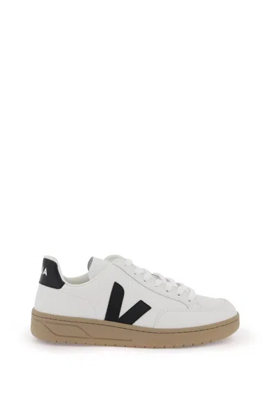 Veja V-12 Leather Sneakers In Bianco