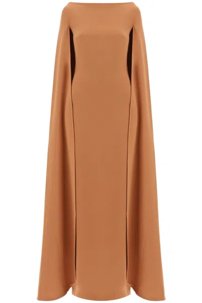 Solace London Maxi Dress Sadie With Cape Sleeves In Brown