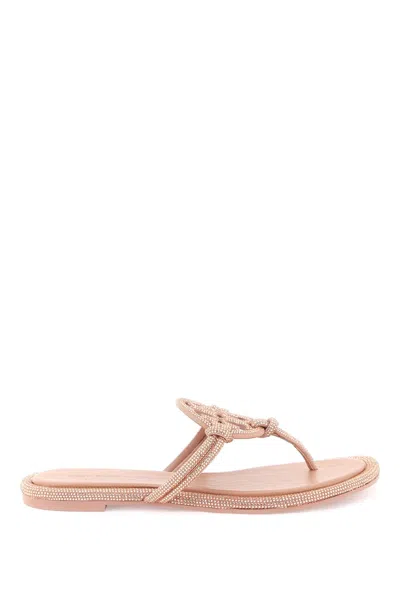 Tory Burch Pavé Leather Thong Sandals In Rosa
