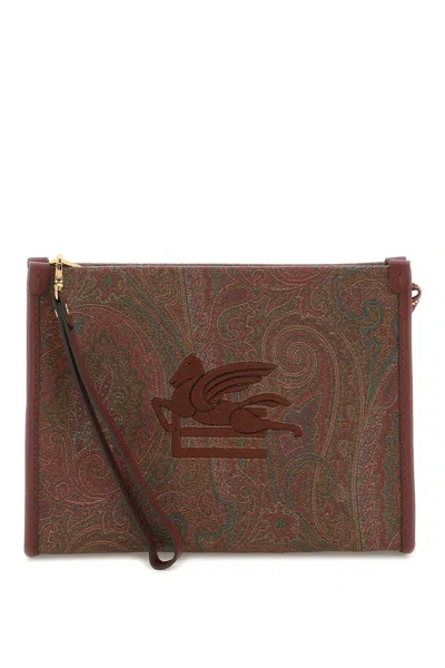 Etro Pegasus Paisley Pouch In Marrone