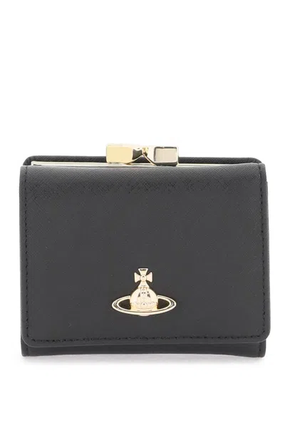 Vivienne Westwood Small Frame Saffiano Wallet In Nero