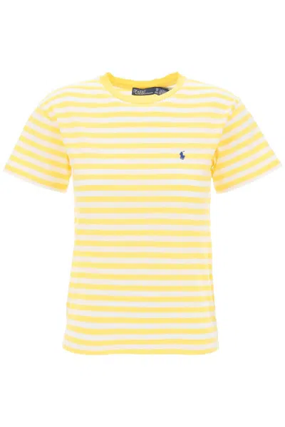 Polo Ralph Lauren Striped Crewneck T-shirt In Bianco