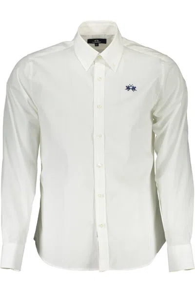 La Martina Elegant Cotton Long Sleeve Men's Shirt In White