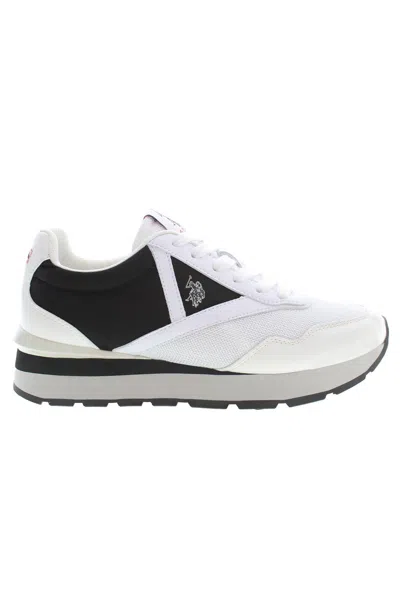 U.s. Polo Assn White Polyester Trainer In Black