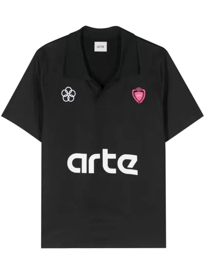 Arte Simon Logo-print Polo Shirt In Black