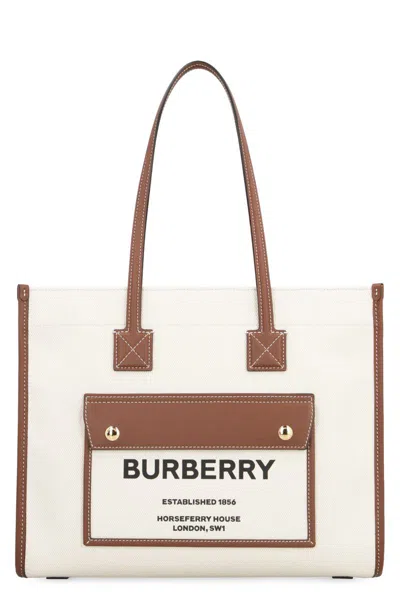 Burberry Small Freya Tote In Panna