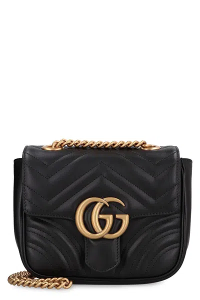 Gucci Leather Gg Marmont Shoulder Bag In Black