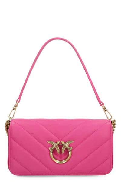 Pinko Mini Love Birds Click Baguette Big Chevron Tote Bag In Fuchsia