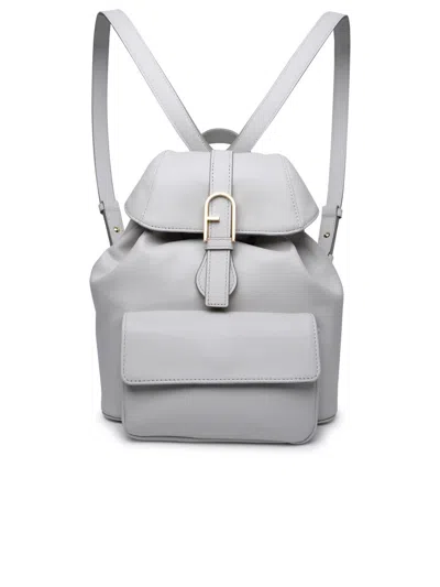 Furla Logo Plaque Drawstring Backpack In Yellow Cream