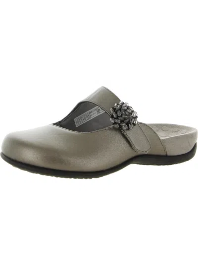 Vionic Joan Womens Leather Embellished Mary Janes In Grey