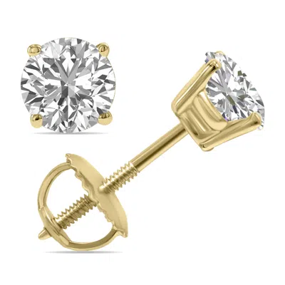 Sselects Lab Grown 1.25 Carat Total Weight Diamond Solitaire Earrings In 14k Yellow Gold