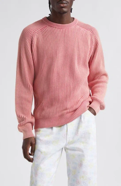 Noah Summer Cotton Shaker Stitch Sweater In Rose