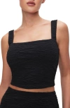 Good American Women's Wide Scrunchie Crop Top In Black