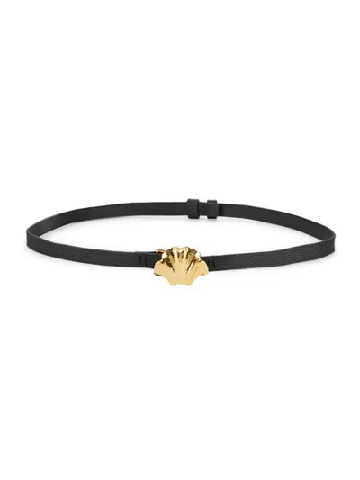 Frame Women's Gingko Leaf Leather Belt In Black