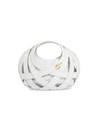 Balmain Round Basket Top-handle Bag In Blanc