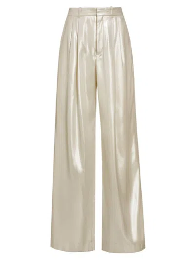 Chloé Metallic Silk Pants In Silver Cloud