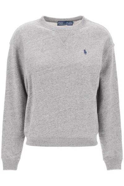 Polo Ralph Lauren Embroidered Logo Sweatshirt In Grey