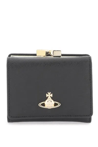 Vivienne Westwood Small Frame Saffiano Wallet In 黑色的