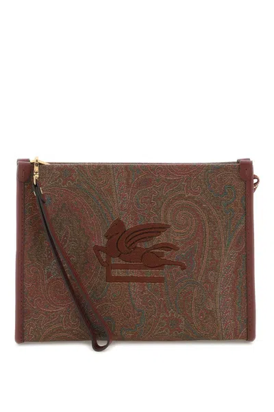 Etro Pegasus Paisley Pouch In 棕色的