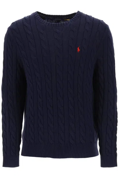 Polo Ralph Lauren Crew Neck Sweater In Cotton Knit In Blue
