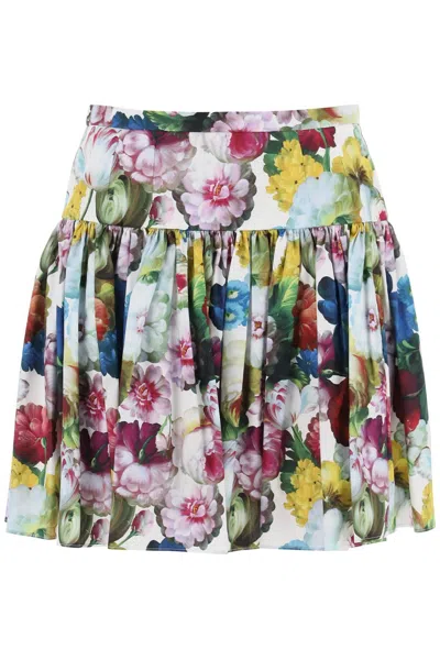 Dolce & Gabbana Nocturnal Flower Mini Yoke Skirt In 多色的