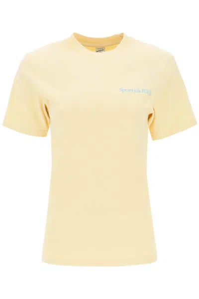 Sporty And Rich Logo-print Cotton T-shirt In Yellow