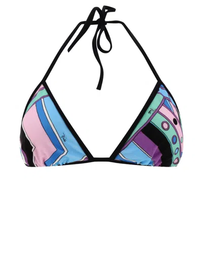 Emilio Pucci Vivara Print Bikini Top In Light Blue