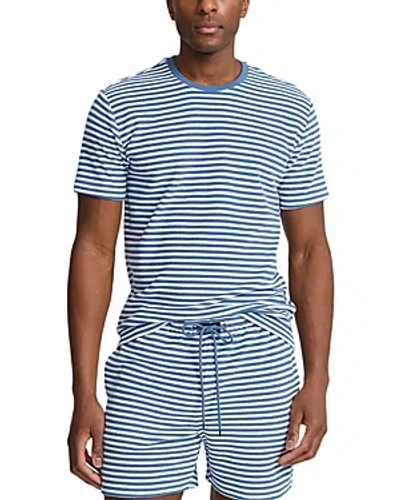 Polo Ralph Lauren Men's Terry Cabana Crewneck Sleep Shirt In Dlt Bl/wh