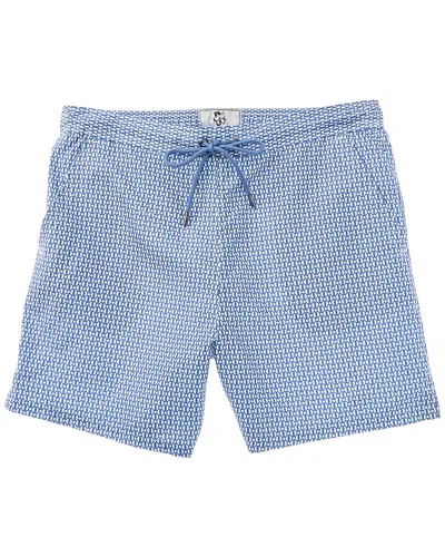 Ted Baker Popov Geometric-print Recycled-polyester Swim Shorts In Blue