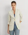 Lauren Ralph Lauren Striped Cotton-blend Blazer In Cream/blue