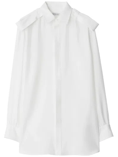Burberry Camicia In Seta In White