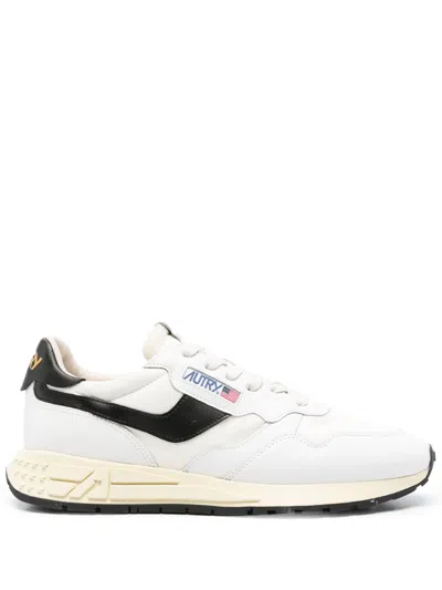 Autry Reelwind Low Sneakers In Nylon And White Black Leather In White,black