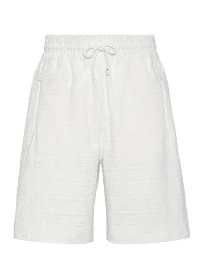 Fendi Pantaloni Corti In Cotone Ff Bianco In White