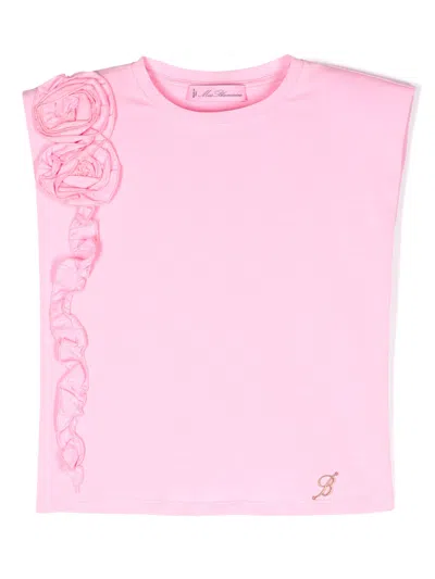 Miss Blumarine T-shirt Con Rose In Pink