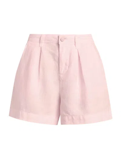 L Agence Women's Zahari Pleated Linen Shorts In Lilac Snow