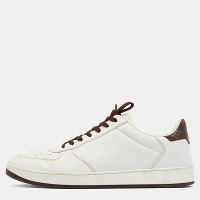 Pre-owned Louis Vuitton White/brown Monogram Canvas And Leather Low Top Sneakers Size 41.5