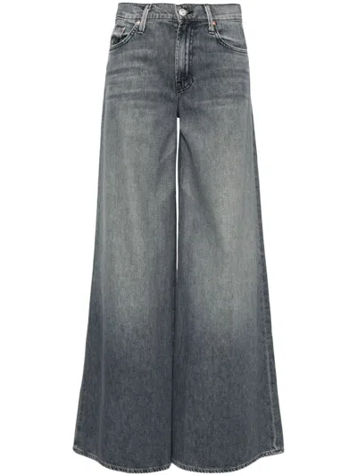 Mother The Swisher Sneak Mid-rise Wide-leg Jeans In Grey
