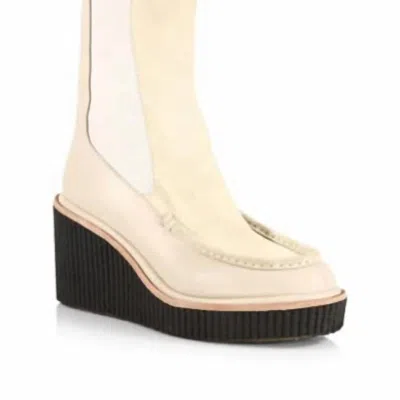 Rag & Bone Women's Sloane Suede & Leather Chelsea Boots Beige Paloma Wedge In White
