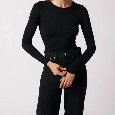 Majestic Soft Touch Crewneck Top In Black