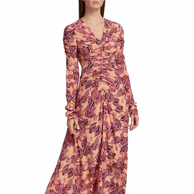 A.l.c Mona Printed Ruched Midi Dress In Pink