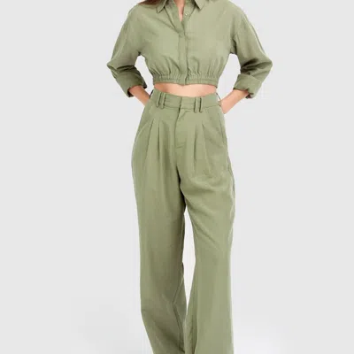 Belle & Bloom State Of Play Wide Leg Pant - Army Green