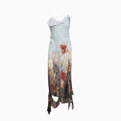 Acne Studios Deconstructed Floral Dress In Blue