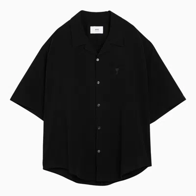 Ami Alexandre Mattiussi Ami De Coeur-embroidery Cotton Shirt In Black