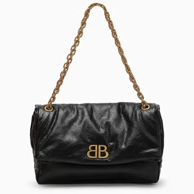 Balenciaga Black Leather Medium Monaco Bag With Chain