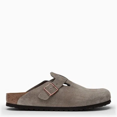 Birkenstock Suede Boston Clogs In Beige