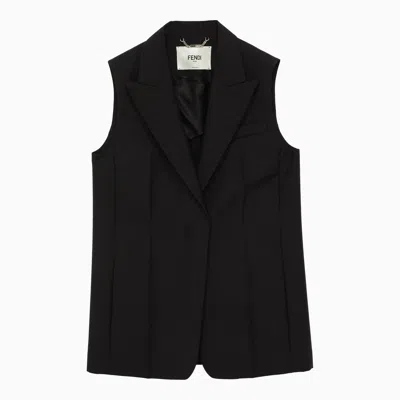 Fendi Wool-blend Waistcoat In Black