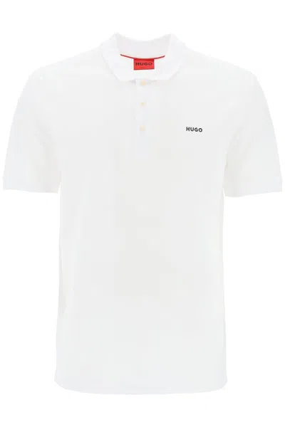 Hugo Cotton Piqué Donos Polo Shirt In White