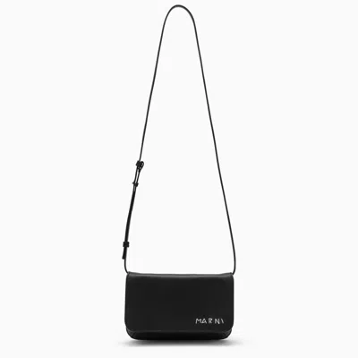 Marni Black Leather Shoulder Bag With Logo