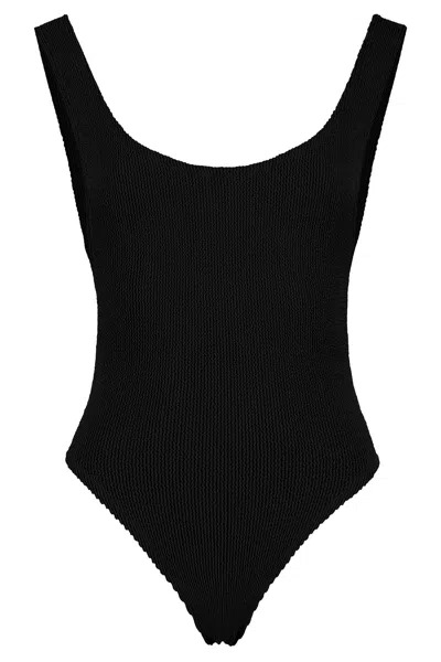 Reina Olga One Piece Ribbed Swimsuit In Black