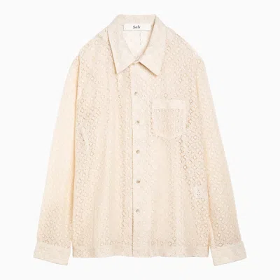 Séfr Panelled Long-sleeved Lace Shirt In Ivory White